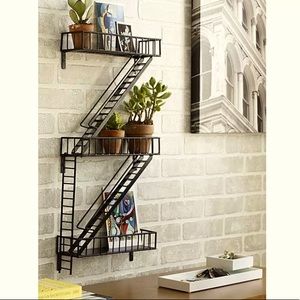 Fire Escape functional decorative metal shelving unit